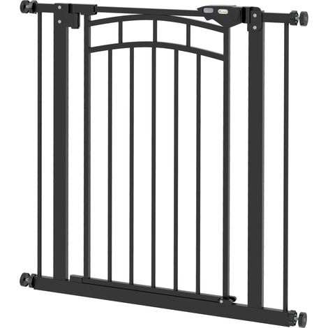Cancello di sicurezza estensibile per cani 74-80 x 76 cm doppia chiusura chiusura automatica moderno in acciaio nero 210007453