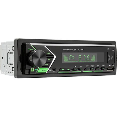Autoradio MP3 12V avec double port USB, Bluetooth, radio FM, carte mémoire, télécommande et rétroéclairage couleur (1/5)