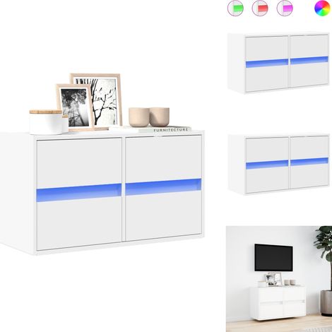 Meuble TV mural avec lumières LED blanc 80x31x45 cm - Meuble TV Mural - Meubles TV Muraux - Meuble TV Suspendu Au Mur - Meuble TV Flottant (1/5)