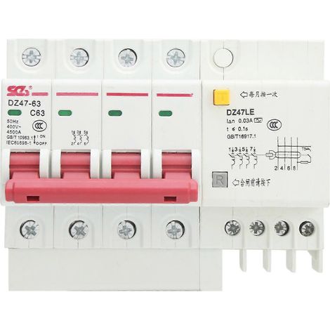 Disjoncteur différentiel DZ47LE-63 4P 6-63A avec protection contre les courants de fuite et les surcharges