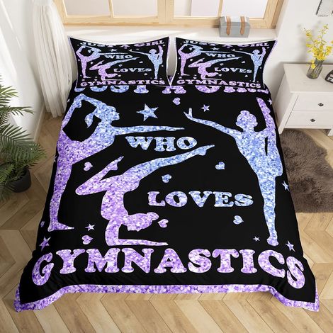 Housse de couette de 135 x 200 cm Gymnastique Athlète Sport Décoration Housse de couette Doux Violet Sparkling Chambre à coucher (1/5)