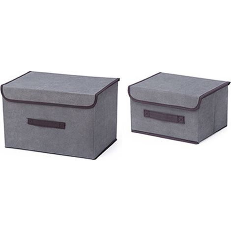 Faltbare Aufbewahrungsboxen aus Stoff, grau, faltbar, Aufbewahrungsbox, zusammenklappbarer Kleiderorganizer mit Deckel (1/5)