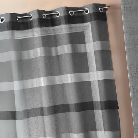 Voilage à rayures horizontales dégradées prêt-à-poser Gris anthracite 140x240 cm (1/2)