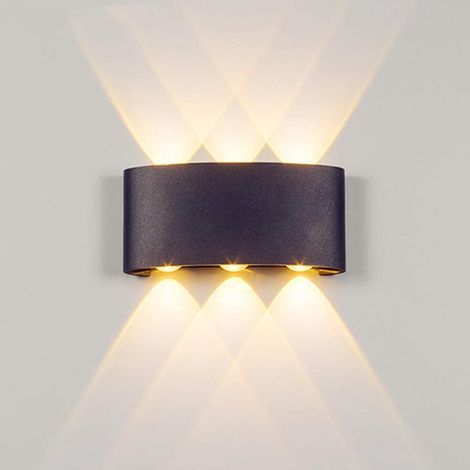 Applique LED 6W extérieur blanc chaud angle de faisceau 120 ° Eclairage mural moderne Applique design étanche IP65 en aluminium (noir 6W blanc chaud) (1/5)