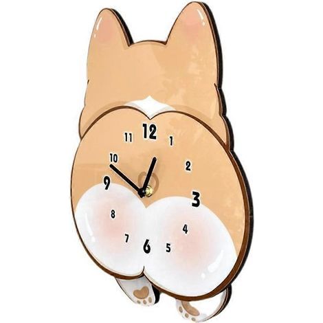 Horloge à bascule décorative pour chambre ou salon, motif chien corgi (dessin animé) - Voir photo (1/5)