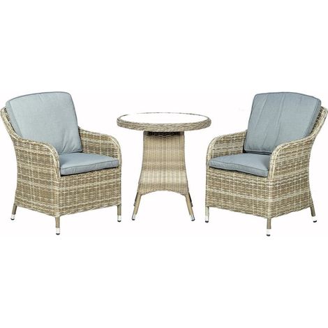Wentworth 2 Seater Round Imperial Bistro Set - Synthetic Rattan - H74 x W70 x L70 cm - Beige (1/4)