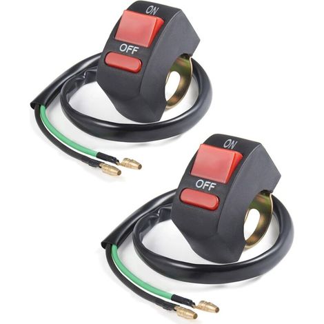 2 interruttori di spegnimento per moto, interruttore per moto, interruttore per manubrio, interruttore per faro, interruttore a pulsante on/off, adatti per moto, scooter e veicoli fuoristrada.