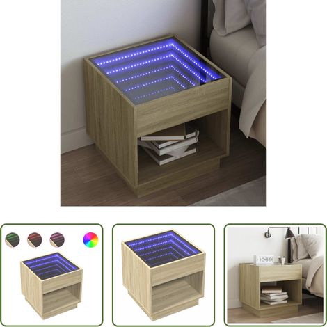 LED Nachttisch - Nachttisch mit Infinity-LED Sonoma-Eiche 50x50x50 cm (1/5)