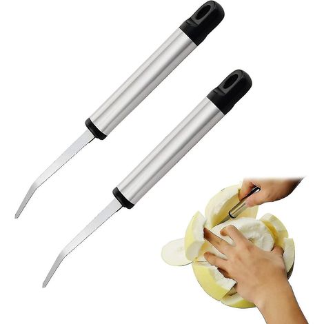 Grapefruitmesser aus Edelstahl mit gebogener, gezahnter, U-förmiger Klinge (1/5)