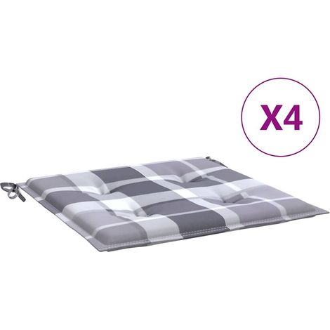 Maison Exclusive - Gartenstuhl-Kissen 4 Stk. Grau Karomuster 50x5 (1/5)