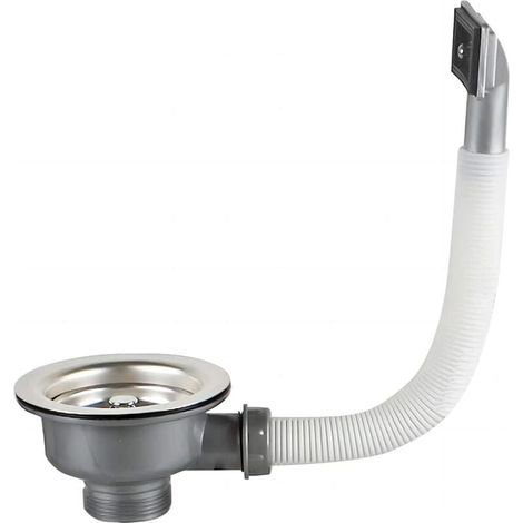 Crépine de panier de vidange d'évier de cuisine, 110 mm 1½", en acier inoxydable, avec trop-plein rectangulaire, adaptée aux drains d'évier de cuisine pour maintenir un drainage lisse (1/4)