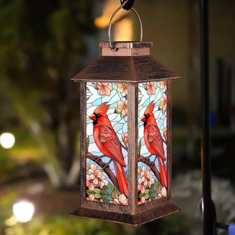Lanterne Solaire - Oiseau Cardinal - Éclairage Extérieur Sans Fil - Fonctionne à L'énergie Solaire - Pour Jardin Terrasse Balcon - 1 Pièce (1/5)