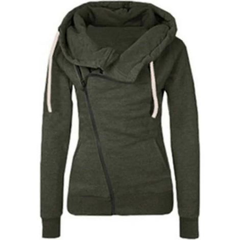 Oversized-Sweatshirt mit halbem Reißverschluss und Taschen für Damen, lässiger Pullover
