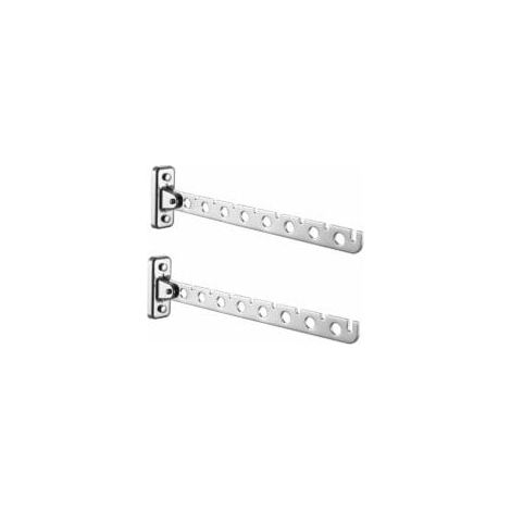 Ensemble de 2 séchoirs muraux pliants en acier inoxydable - Vêtements muraux, buanderie - chambre à coucher, salon, balcon (argent 8 trous) (1/4)