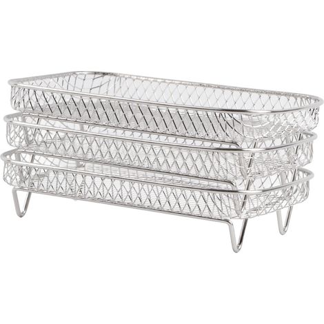 Lot de 3 grilles superposables en acier inoxydable pour friteuse à air Ninja DZ201 Foodi, support de déshydratation, accessoires de cuisson (1/2)