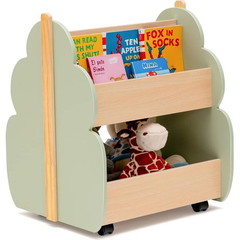 COSTWAY Libreria per Bambini in Legno, Scaffale di Stoccaggio a 2 Livelli per Bambini e Bambine, Organizzatore di Libri e di Giocattoli, Ideale per Caremetta e Nido, 52 x 46 x 62,5 cm (1/5)