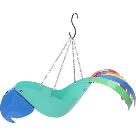 Vase suspendu en fer coloré en forme d'oiseau, magnifique oiseau volant servant de support pour plantes et de pot de fleurs (1/5)