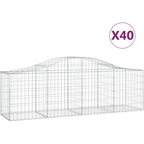 Gabbione cesti ad arco muro di contenimento gabbia recinzione 40 pz 200 x 50 x 60/80 cm ferro zincato Argento 020040863