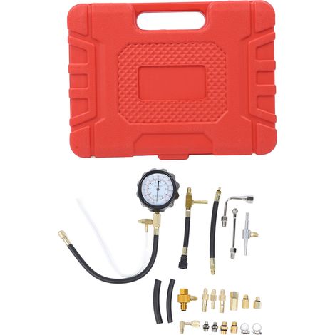 Ortviai Testeur de Pression Carburant 0-140 PSI pour Injecteurs et Pompes à Carburant – Kit Complet avec Manomètre Métallique et Raccords en Laiton (1/5)