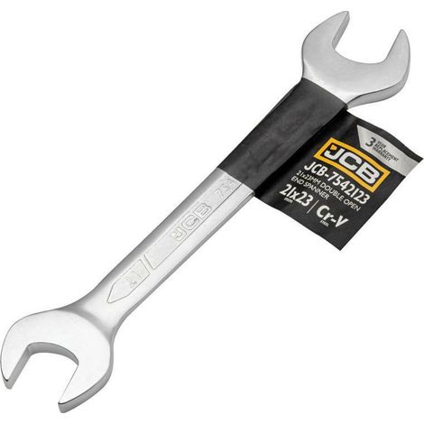 Llave plana JCB 21x23 mm, acero Cr-V, alta calidad, resistente a la corrosión, daños mecánicos, ideal para trabajos pesados en mecánica y automotriz. (1/2)