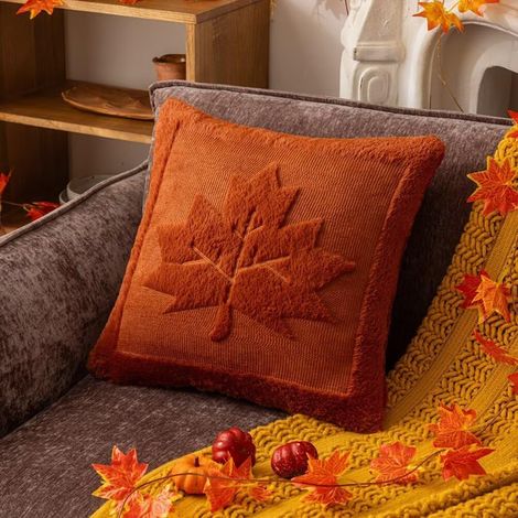 Soft plush cushions for autumn, suitable for sofas, chairs, armchairs, bedrooms, living rooms, interior decoration, 50 x 50cm (1/5)