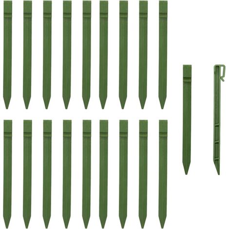 Confezione da 20 picchetti di ancoraggio in plastica (24 cm) per aiuole, terrazze e tende (verde, 20 pezzi) (1/4)