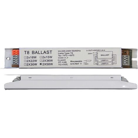 220-240v Ac 2x58w large tension T8 Ballast électronique lampe fluorescente Ballasts