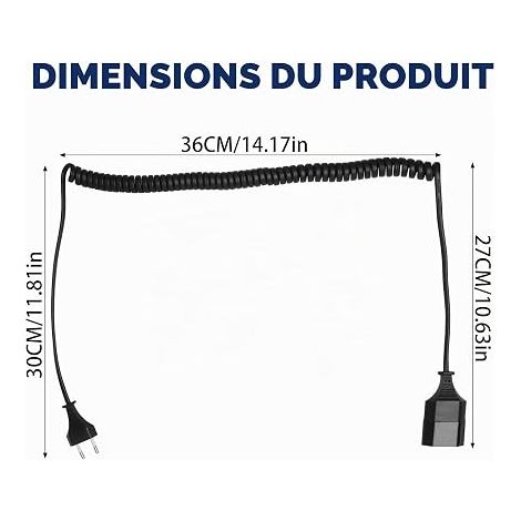 3m 2 Core Flat Extension Cord with European Plug Extension Cable with Flat Plug for TV Game Console Office Outdoor Use (1/4)