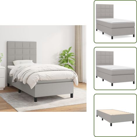 Cama de espaldas - vidaXL Cama box spring con colchón tela gris claro 80x200 cm - Cama de boca abajo