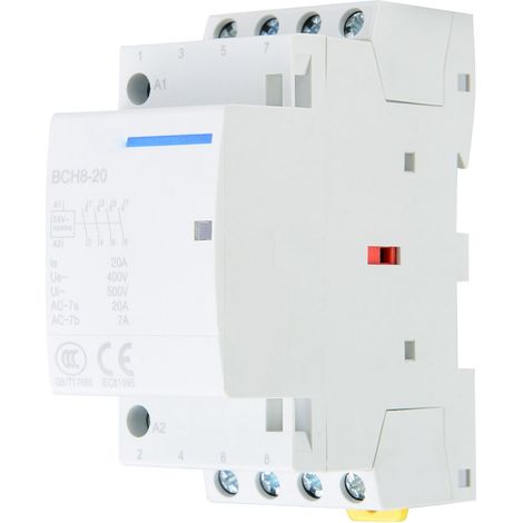 Contacteur secteur domestique 4P 4NO 20A, montage sur rail DIN (220V/230V) (1/5)