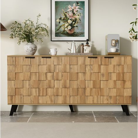Aparador almacenamiento con 4 puertas color madera OKMYHOME (1/5)