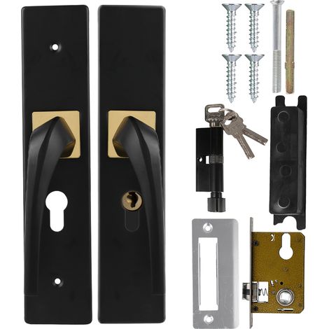 Poignée de porte intérieure en aluminium, serrure silencieuse pour chambre, design noir élégant, installation facile sur porte en bois, avec clés (1/5)