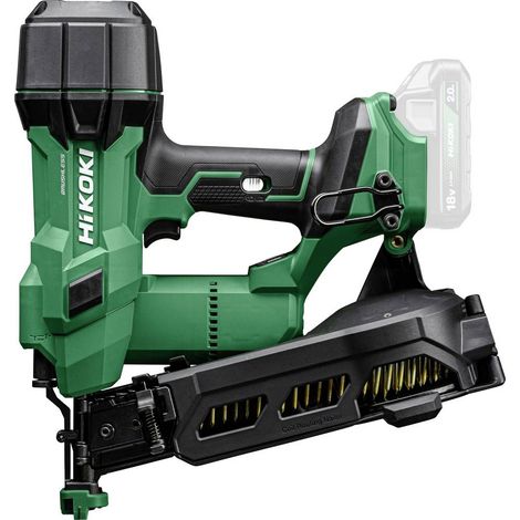 Hikoki – Cloueur à clous sans fil 18V pour toiture – Moteur Brushless – Clous annelés 45mm pour feutre bitumé – Évacuation de poussière avancée