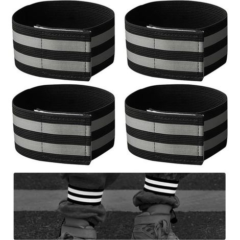 4 pcs Bracelet Réfléchissant Cyclisme, Haute Visibilité, Bande Réglable 34–60 cm, pour Course et Randonnée Nocturne (1/5)