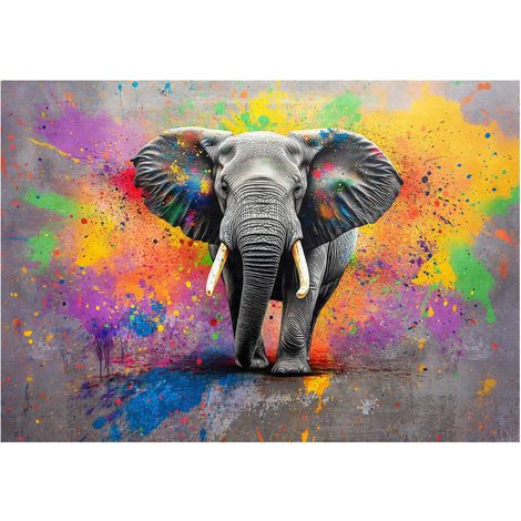 Papier peint mural éléphant enfant animaux intissé grand format design intérieur chambre enfant pas cher 150x105 cm (1/5)