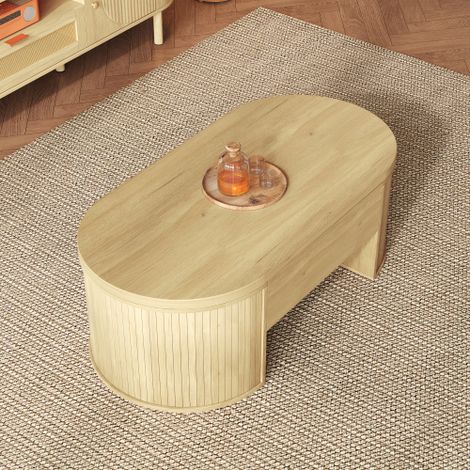 Table basse relevable avec étagère extensible et plateau de table relevable, 110x56x55 cm (1/5)