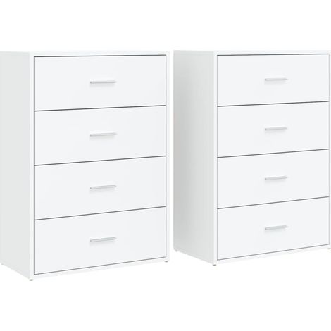 Credenza a buffet cassettiera mobile contenitore organizer cucina soggiorno salotti set da 2 60 x 31 x 84 cm legno ingegnerizzato bianco 020036678