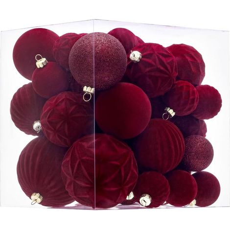 Décorations De Noël en Velours 36 Pièces De Décorations De Noël Élégantes Ornements De Boules D'Arbre Pour Les Vacances D'Hiver Pour Intérieur Extérieur Salon Manteau Cheminée Porte Fenêtre Cour (1/5)