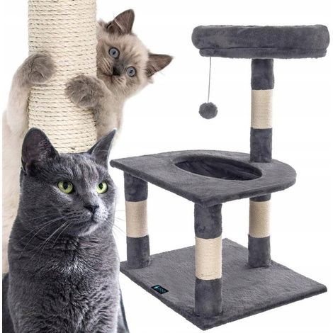 Katzenkratzbaum mit 3 Ebenen, Haus, Bett, Turm, Kratzspielzeug