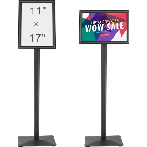 Porte-Affiche 420 x 297 mm Présentoir sur Pied Angle Réglable Panneau d'Affichage en Aluminium avec Base Métallique Stable et Feuille en PVC Imperméable pour Menu Information Mariage Restaurant (1/5)