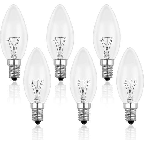 E14 60W 230V Glühbirne, E14 Flammenbirne, warmweiß dimmbar 2700K, 600LM, C35 klare Glühbirne, für Kronleuchter, Schreibtischlampe, 6er-Packung