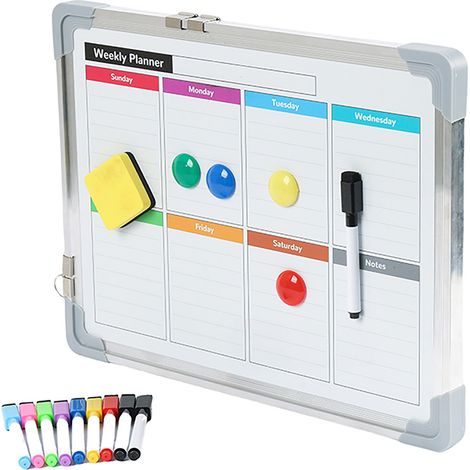 Pizarra blanca Relaxdays, con accesorios, borrable, magnética por ambos lados, 30 x 40 cm, blanca