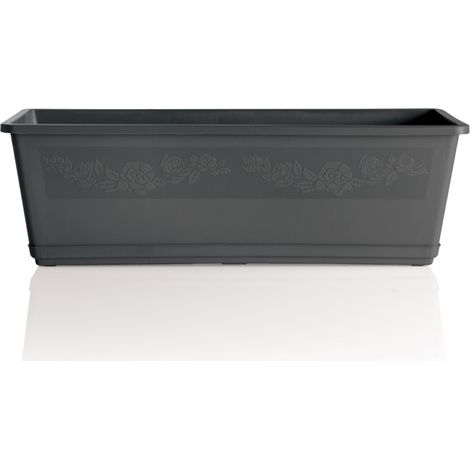 Jardinière décorée avec soucoupe "Balconella" - Gris anthracite - 7L - Livraison gratuite