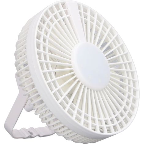Ventilateur portable avec veilleuse, tête pivotante et oscillante, 3 vitesses réglables, fixation murale, rechargeable par USB, idéal pour le camping et la cuisine. (1/5)