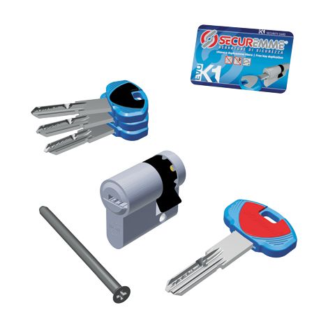 MEZZO CILINDRO SAGOMATO EVO K1 3100M SECUREMME  CROMO SATINATO CHIAVI 3 MM 40 30+10