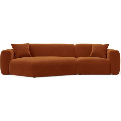 Canapé d'angle gauche modulable 3 places en velours terracotta (1/4)