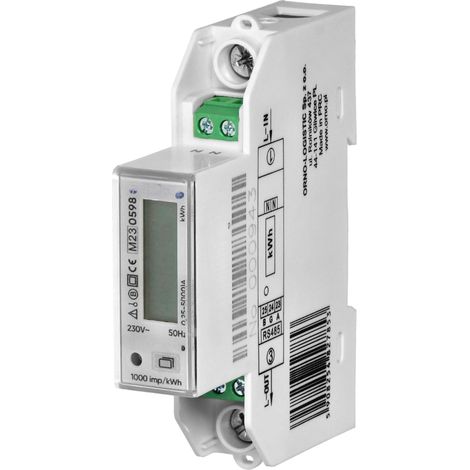 Indicateur Compteur Electrique Monophasé Compteur de Consommation de Courant Multi Tarif 100A 1 Module Rail DIN Port RS-485 pour Photovoltaïque (1/3)