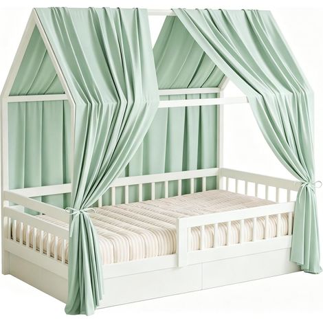 Muslin Bed Canopy with 2 Canopies Set of 2 Canopy for Girls Boys Home Bed Decoration for Cot Bed Light Green H270 x W67cm (1/5)