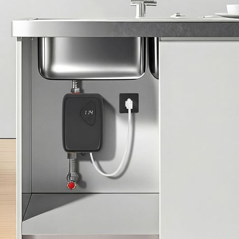 Chauffe-eau électronique mural, chauffe-eau instantané pour cuisine et hôtel – noir, 3800W, indice de protection IPX4 (1/5)
