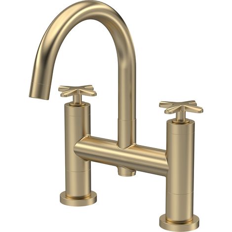 Nuie Aztec Brushed Brass Deck Mounted Bath Filler Tap - CLX853 (1/2)